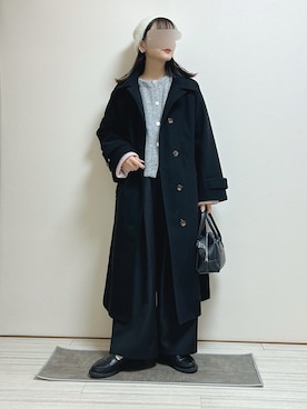 「アイテム（ステンカラーコート）」を使った、mocaさん（レディース・155cm）の冬コーディネート