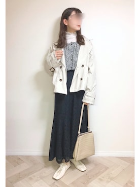「ごきげんウィーク」｜「アイテム（トレンチコート）」を使った、もも⋆*さん（レディース・155cm）の春コーディネート