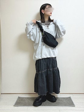 「アイテム（パーカー）」を使った、もも⋆*さん（レディース・155cm）の冬コーディネート