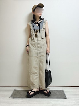 「アイテム（キャップ）」を使った、もも⋆*さん（レディース・155cm）の夏コーディネート