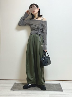 「アイテム（ボストンバッグ）」を使った、もも⋆*さん（レディース・155cm）の秋コーディネート