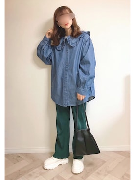 「chocomee（チョコミー）のアイテム（ショルダーバッグ）」を使った、もも⋆*さん（レディース・155cm）の秋コーディネート