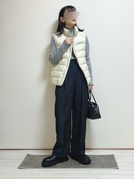 「アイテム（ダウンベスト）」を使った、もも⋆*さん（レディース・155cm）の秋コーディネート