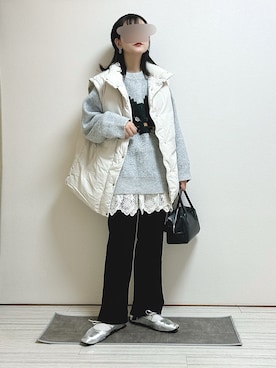 「アイテム（バレエシューズ）」を使った、mocaさん（レディース・155cm）の秋コーディネート