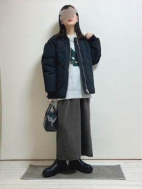 「Eddie Bauer（エディーバウアー）のアイテム」を使った、mocaさん（レディース・155cm）の冬コーディネート