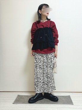 「アイテム（スカート）」を使った、もも⋆*さん（レディース・155cm）の秋コーディネート