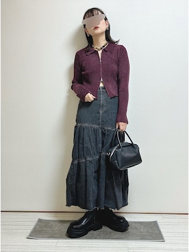 「アイテム（ボストンバッグ）」を使った、もも⋆*さん（レディース・155cm）の秋コーディネート