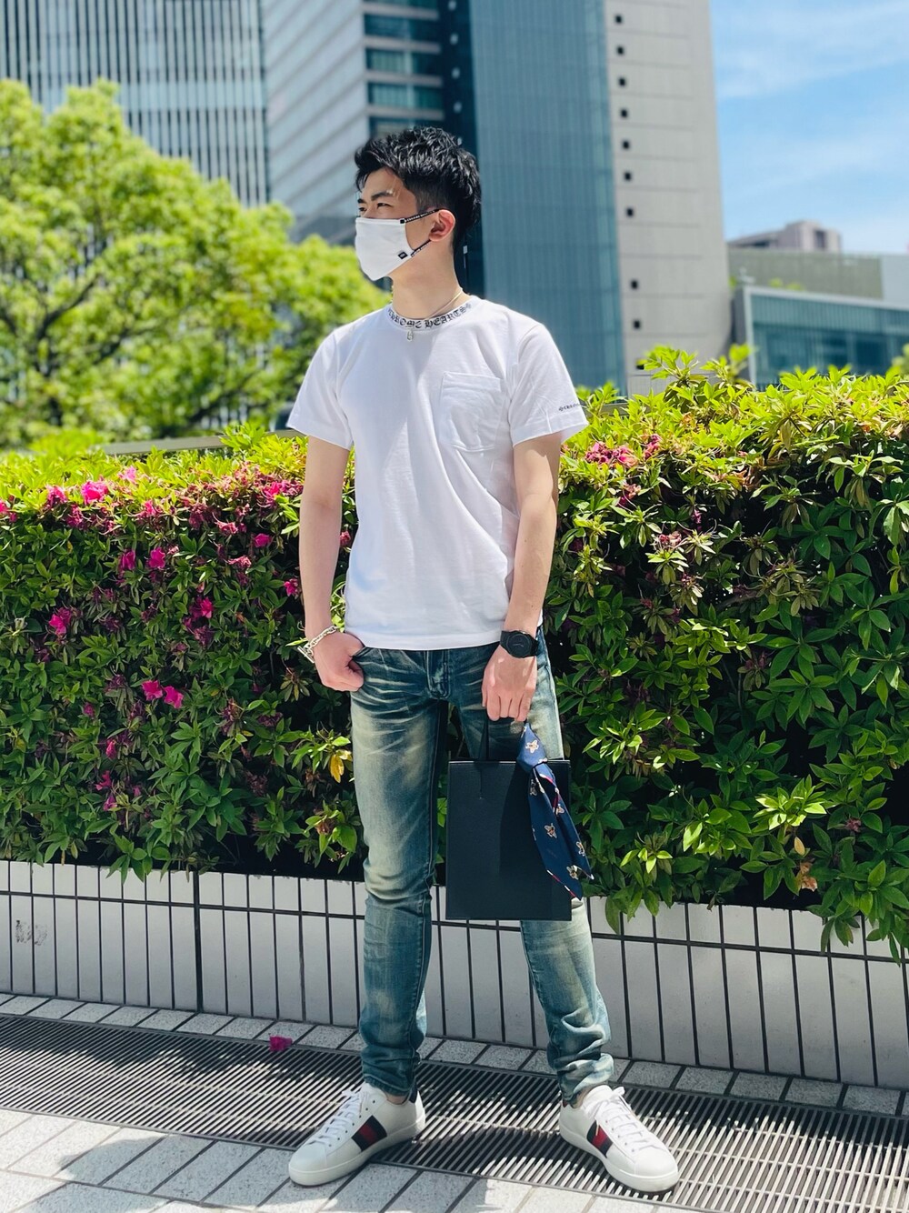 【爽やかな夏コーデに】HERMES Tシャツ ブルー/ホワイト 2022大人気】 HERMESエルメスコピーtシャツメンズファッション
