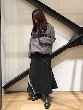 「B'2nd（ビーセカンド）のアイテム（ブーツ）」を使った、Yukinob2ndさん（レディース・157cm）の秋コーディネート