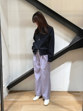 「ラベンダー」｜「アイテム（ブルゾン）」を使った、Yukinob2ndさん（レディース・156cm）の冬コーディネート