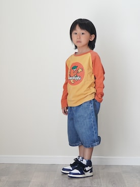 「UNIQLO（ユニクロ）のアイテム（パンツ、ブルー系）」を使った、ryochan☺︎さん（キッズ・110cm）の夏コーディネート
