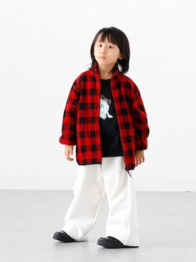 「UNIQLO（ユニクロ）のアイテム（スウェットパンツ、ホワイト系）」を使った、ryochan☺︎さん（キッズ・110cm）の秋コーディネート