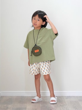 「UNIVERSAL OVERALL（ユニバーサルオーバーオール）のアイテム」を使った、ryochan☺︎さん（キッズ・110cm）の夏コーディネート