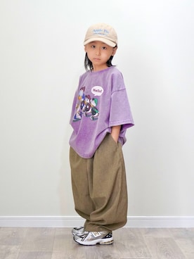 「peiyuのアイテム（Tシャツ/カットソー、パープル系）」を使った、ryochan☺︎さん（キッズ・110cm）の秋コーディネート