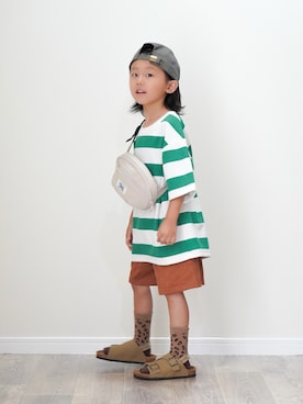 「PENNEYS（ぺニーズ）の【KIDS】FOX別注/マルチウェイショルダーBAG（ショルダーバッグ、ベージュ系）」を使った、ryochan☺︎さん（キッズ・110cm）の夏コーディネート