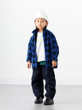 「UNIQLO（ユニクロ）のアイテム（デニムパンツ、ブルー系）」を使った、ryochan☺︎さん（キッズ・110cm）の秋コーディネート