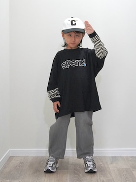 「BREEZE（ブリーズ）の【AAAL PROD】レイヤードTシャツ（Tシャツ/カットソー、ブラック系）」を使った、ryochan☺︎さん（キッズ・110cm）の秋コーディネート