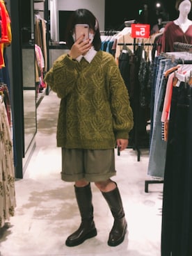 「通勤穿搭」｜「アイテム（ブーツ）」を使った、Nita🇹🇼さん（レディース・155cm）の秋コーディネート