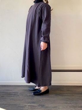 「スウェットワンピース」｜「アイテム（ローファー）」を使った、mさん（レディース・158cm）の冬コーディネート