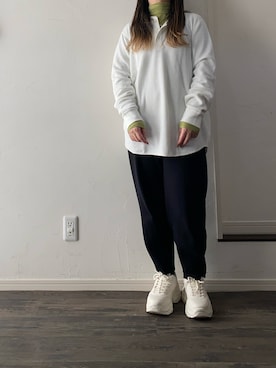 mさんの「relax knit pants / リラックスな履き心地なウエストゴムニットパンツ」を使ったコーディネート