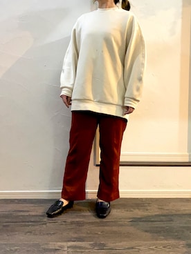 「リラックスパンツ」｜「アイテム（スウェット）」を使った、mさん（レディース・158cm）の冬コーディネート