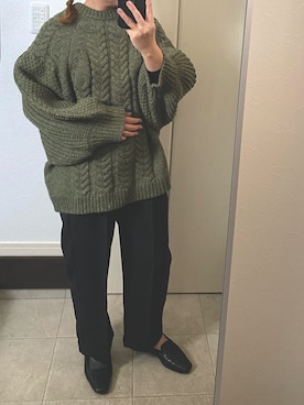 「select MOCA（セレクトモカ）のヘリンボーンドルマンオーバーニット（ニット/セーター）」を使った、mさん（レディース・158cm）の冬コーディネート