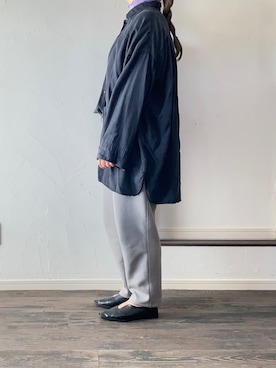 「ビッグシャツ」｜「アイテム（スウェットパンツ）」を使った、mさん（レディース・158cm）の春コーディネート