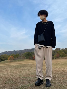「Adoon plain（アドーンプレーン）のアイテム（バッグ）」を使った、かいとさん（メンズ・175cm）の秋コーディネート