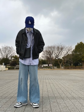 「Adoon plain（アドーンプレーン）のアイテム（バッグ）」を使った、かいとさん（メンズ・175cm）の冬コーディネート