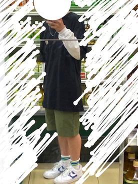 「FRUIT OF THE LOOM（フルーツオブザルーム）のアイテム」を使った、Fラン大学生の私服さん（メンズ・167cm）の夏コーディネート