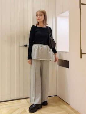 「LOWRYS FARM（ローリーズファーム）のスウェットスカパン 1047021（スウェットパンツ、グレー系）」を使った、yuipiさん（レディース・158cm）の秋コーディネート