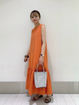 「LOWRYS FARM（ローリーズファーム）のアイテム（かごバッグ）」を使った、yuipiさん（レディース・158cm）の春コーディネート