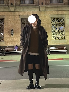 「coca（coca）（コカ）のアイテム（チェスターコート）」を使った、なぁこさん（レディース・155cm）の冬コーディネート
