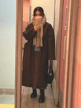 「coca（coca）（コカ）のアイテム（チェスターコート）」を使った、なぁこさん（レディース・155cm）の秋コーディネート
