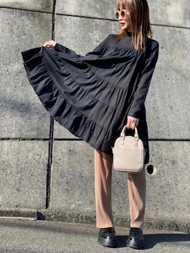 「JUNOAH（ジュノア）のアイテム（チュニック）」を使った、高野軍曹さん（レディース・158cm）の秋コーディネート