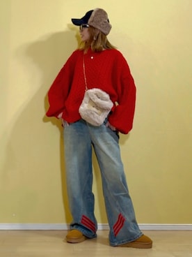 「アイテム（アクセサリー）」を使った、高野軍曹さん（レディース・158cm）の秋コーディネート