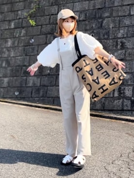 「GUコーデ」｜「アイテム（オールインワン・サロペット）」を使った、高野軍曹さん（レディース・158cm）の夏コーディネート