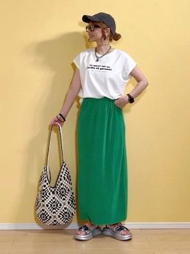 「シルバーサンダル」｜高野軍曹さん（レディース・158cm）の夏コーディネート