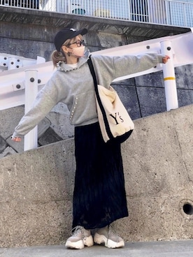 「ほめられ本命コーデ」｜「アイテム（その他トップス）」を使った、高野軍曹さん（レディース・158cm）の冬コーディネート