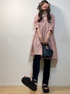 「JUNOAH」｜「アイテム（アクセサリー）」を使った、高野軍曹さん（レディース・158cm）の夏コーディネート