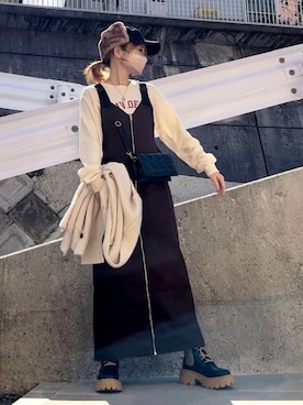 「at.（アット）のアイテム」を使った、高野軍曹さん（レディース・158cm）の秋コーディネート