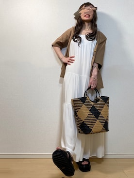 「birthdayroom」｜「アイテム（ノーカラージャケット）」を使った、高野軍曹さん（レディース・158cm）の夏コーディネート