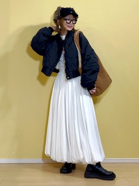 「アイテム（キャップ）」を使った、高野軍曹さん（レディース・158cm）の秋コーディネート