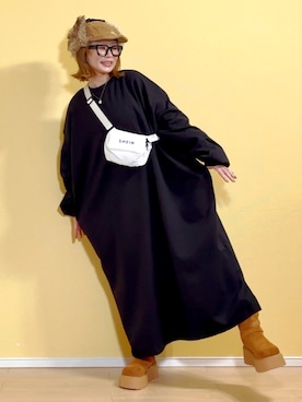 「アイテム（ワンピース/ドレス）」を使った、高野軍曹さん（レディース・158cm）の冬コーディネート