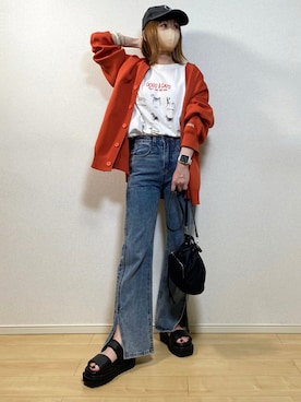 「PBLIM（ページボーイリム）のアイテム（サンダル）」を使った、高野軍曹さん（レディース・158cm）の春コーディネート