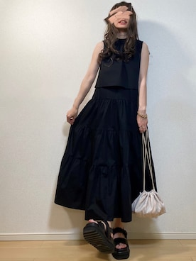 「coen by SIZU（コーエンバイシズ）のアイテム」を使った、高野軍曹さん（レディース・158cm）の夏コーディネート