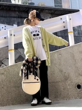 「サークルバッグ」｜「アイテム（その他シューズ）」を使った、高野軍曹さん（レディース・158cm）の冬コーディネート