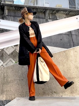 「at.（アット）のアイテム」を使った、高野軍曹さん（レディース・158cm）の秋コーディネート