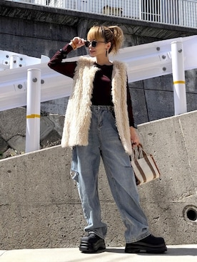 「ninon（ニノン）のアイテム」を使った、高野軍曹さん（レディース・158cm）の秋コーディネート