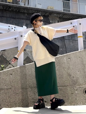「Ruben（ルーベン）のアイテム（ハンチング/ベレー帽）」を使った、高野軍曹さん（レディース・158cm）の春コーディネート